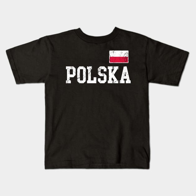 Polska Flag Poland Polish Family Vintage Distressed Graphic Kids T-Shirt by E